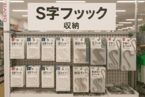 s字フックダイソーの売場と他店との比較